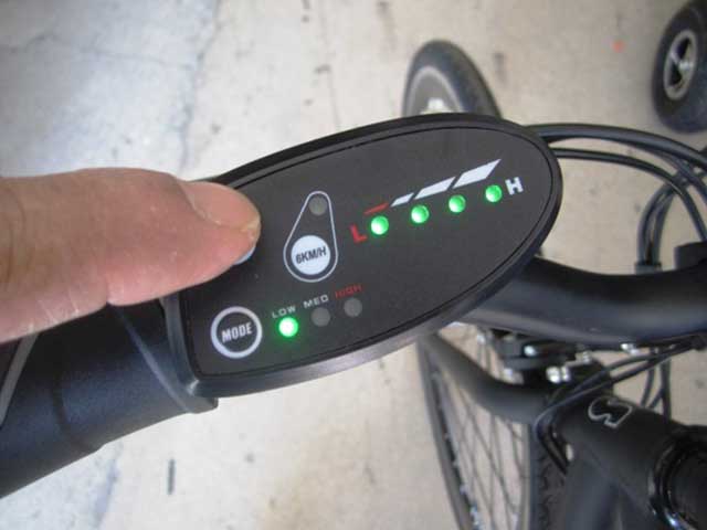 Turn on bike by depressing power button